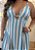 Vestido Longo Feminino Viscolinho Listrado Azul com Flores e Decote V - Imagem 3