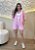 Conjunto em Viscolinho Rosa Bebe com Camisa Manga Longa e Short com Elástico - Imagem 1