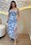 Vestido Midi Estampado Azul Floral em Viscose com Fenda e Costas Abertas - Imagem 1