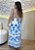 Vestido Midi Estampado Azul Tropical em Viscose com Fenda e Costas Abertas - Imagem 2
