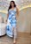 Vestido Midi Estampado Azul Tropical em Viscose com Fenda e Costas Abertas - Imagem 1