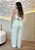 Conjunto Feminino Listrado Verde em Viscolinho com Calça Pantalona e Cropped Amarração - Imagem 2