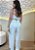 Conjunto Feminino Listrado Azul em Viscolinho com Calça Pantalona e Cropped Amarração - Imagem 2