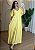 Vestido Longo Amarelo de Viscose Feminino com Decote V e Elastec nas Costas – Leve e Elegante - Imagem 1