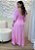 Vestido Longo Rosa de Viscose Feminino com Decote V e Elastec nas Costas – Leve e Elegante - Imagem 2