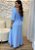 Vestido Longo Azul de Viscose Feminino com Decote V e Elastec nas Costas – Leve e Elegante - Imagem 2