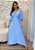Vestido Longo Azul de Viscose Feminino com Decote V e Elastec nas Costas – Leve e Elegante - Imagem 1