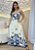 Vestido Longo Feminino de Viscose Estampado Fundo Off/ Azul com Decote V e Alças Finas – Leve e Tropical - Imagem 1