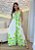 Vestido Longo Feminino de Viscose Estampado Fundo Verde com Decote V e Alças Finas – Leve e Tropical - Imagem 1
