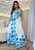 Vestido Longo Feminino de Viscose Estampado Floral Azul com Decote V e Alças Finas – Leve e Tropical - Imagem 1