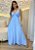 Vestido Longo Feminino de Viscose Liso Azul Bebe com Decote V e Alças Finas – Leve e Elegante - Imagem 1