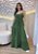 Vestido Longo Verde de Poá em Viscose com Alças e Lastex – Romântico e Elegante - Imagem 1