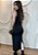 Vestido Midi Preto em Poliamida com Drapeado Lateral – Modela o Corpo com Elegância - Imagem 2