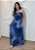 Vestido Midi Tule Azul Estampado com Amarração nas Costas – Leveza e Elegância - Imagem 1