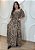 Vestido Midi Animal Print Fundo Marrom em Viscolinho com Lastex – Conforto e Estilo - Imagem 1