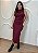 Vestido Midi Vinho em Poliamida com Drapeado Lateral – Modela o Corpo com Elegância - Imagem 1
