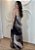 Vestido Midi Tule Marmorizado Preto+Nude com Transparência e Amarração nas Costas - Imagem 2