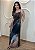 Vestido Midi Tule Azul Marinho+Verde Transparência e Amarração nas Costas Elegância - Imagem 1