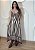 Vestido Midi Feminino em Viscolinho Estampado Marrom e Off com Alça e Costas Ajustáveis - Imagem 1