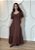 Vestido Midi Marrom em Viscolinho com Manga Fluida e Lastex nas Costa - Imagem 1