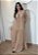 Vestido Longo Listrado Nude em Viscose com Alças e Lastex - Imagem 1