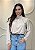 Blusa Feminina Gola Alta Nude Manga Longa Elegante - Imagem 1
