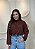 Blusa Feminina Gola Alta Marrom Manga Longa Elegante - Imagem 1