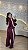 Conjunto Moletom  Feminino Vinho Casual com Jaqueta Zíper e Calça Wide Leg Listrado - Imagem 2