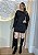 Vestido Curto Feminino Preto Drapeado Manga Flare com Costas Abertas - Elegância e Sofisticação - Imagem 1