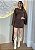Vestido Curto Feminino Marrom Drapeado Manga Flare com Costas Abertas - Elegância e Sofisticação - Imagem 1