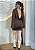 Vestido Curto Feminino Marrom Drapeado Manga Flare com Costas Abertas - Elegância e Sofisticação - Imagem 2