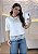 T-Shirt Feminina Branca em Malha Premium com Barra em Renda - Imagem 1