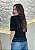 T-Shirt Feminina Preta em Malha Premium com Barra em Renda - Imagem 2
