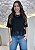T-Shirt Feminina Preta em Malha Premium com Barra em Renda - Imagem 1
