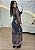 Vestido Longo Marrom Floral Feminino em Tule com Forro - Imagem 2
