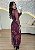 Vestido Longo Feminino em Tule com Forro Estampa Floral Vinho - Imagem 2