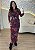 Vestido Longo Feminino em Tule com Forro Estampa Floral Vinho - Imagem 1