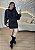 Vestido Curto Preto Feminino Drapeado em Poliamida - Imagem 1
