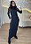 Vestido Longo de Poliamida Manga Longa Gola Alta Preto - Imagem 1