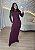 Vestido Longo de Poliamida Manga Longa Gola Alta Vinho - Imagem 1
