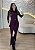 Vestido Midi Vinho com Fivela Dourada Manga Longa - Imagem 1