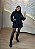 Vestido Macaquinho Feminino Chiffon Preto Manga Longa Gola Alta com Costas Abertas – Leveza e Elegância - Imagem 1