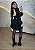 Vestido Macaquinho Feminino Chiffon Preto Manga Longa Gola Alta com Costas Abertas – Leveza e Elegância - Imagem 3