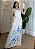 Vestido Feminino Tecido Viscolinho Azul e Flores - Imagem 1