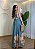 Vestido Feminino Tecido Viscolinho Decote V - Azul e Rosa - Imagem 2
