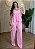 Conjunto Feminino Bata +Calça Pantalona Linho -Rosa - Imagem 1