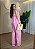 Conjunto Feminino Bata +Calça Pantalona Linho -Rosa - Imagem 2