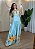 Vestido Feminino Viscolinho Alça e Decote V - Azul - Imagem 2