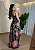 Vestido Feminino Viscolinho Estampado Azuo Marinho e Rosa - Imagem 2