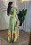 Vestido Feminino Manga Decote Quadrado Estampado Verde - Imagem 2